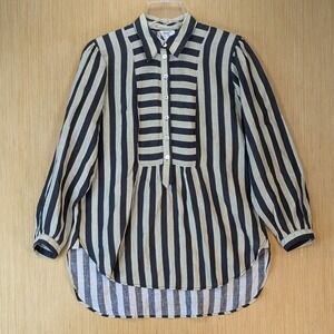 Hope for Flowers Tracy Reese Organic Linen Striped Tunic Blouse Medium Lagenlook